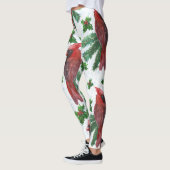 Leggings oiseau Cardinal Rouge aquarelle (Gauche)