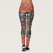 Leggings Oiseau et fleurs Perse Motif bleu rouge (Dos)
