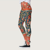 Leggings Oiseau et fleurs Perse Motif bleu rouge (Gauche)
