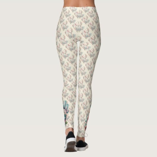Leggings Oiseau folklorique floral au charme Pastel Boho (Dos)