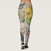 Leggings Oiseau Nid Floral Jardin Fleur Papillon Art (Dos)