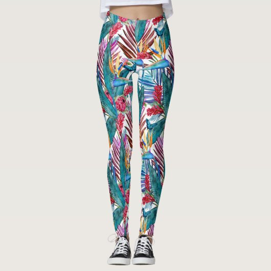 Leggings Oiseau Tropical Du Paradis (Devant)
