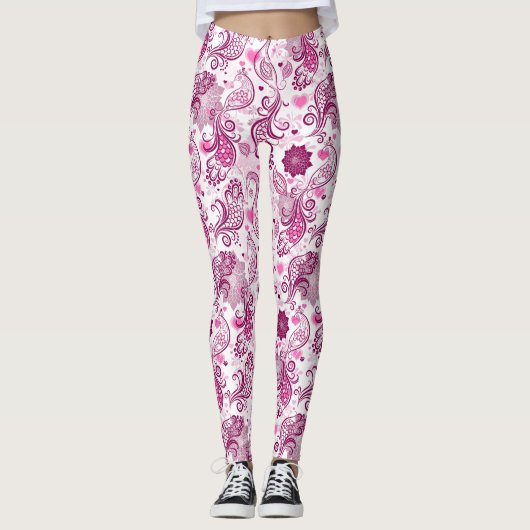 Leggings Oiseau Violet Et Rose (Devant)