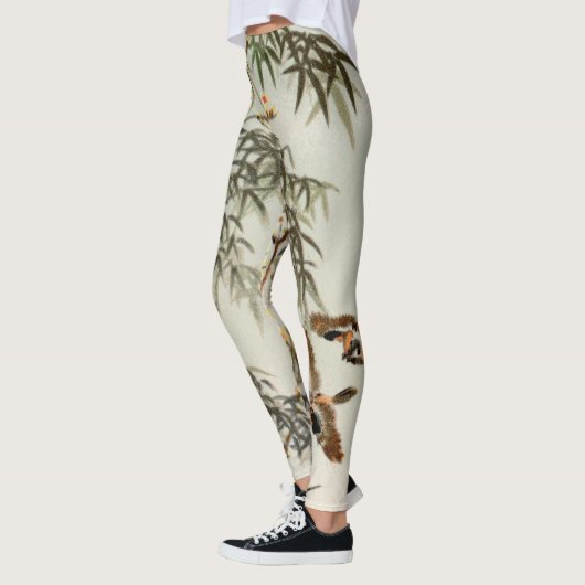 Leggings Oiseaux Bambou Asiatique Japonais Vintage (Gauche)