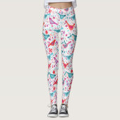 Leggings Oiseaux dans un jardin Boho Aquarelle moderne (Devant)