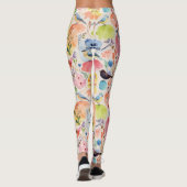 Leggings Oiseaux d'arty colorés et fleurs Aquarelle (Dos)