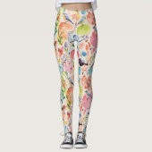 Leggings Oiseaux d'arty colorés et fleurs Aquarelle (Devant)