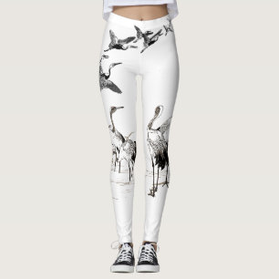 Leggings Oiseaux de grue japonais Hameaux sauvages