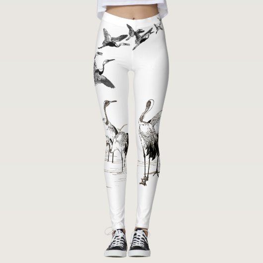 Leggings Oiseaux de grue japonais Hameaux sauvages (Devant)