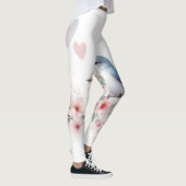 Leggings Oiseaux de l'amour romantique Branche de fleurs de (Droite)