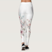 Leggings Oiseaux de l'amour romantique Branche de fleurs de (Dos)