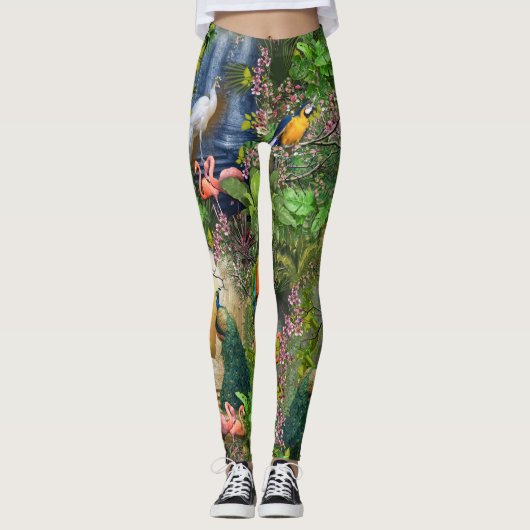 Leggings Oiseaux du paradis Répéter l'impression (Devant)