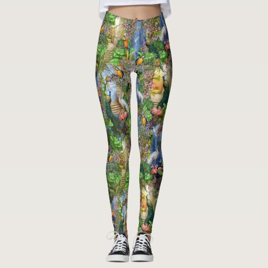 Leggings Oiseaux du paradis Répéter l'impression (Devant)