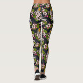 Leggings Oiseaux et fleurs en noir (Dos)