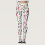 Leggings Oiseaux et fleurs Whimsical élégants<br><div class="desc">La légèreté élégante et moderne présente un élégant motif coloré d'oiseaux et de fleurs sur un arrière - plan blanc cassé. Conçu exclusivement pour vous par Happy Dolphin Studio.</div>