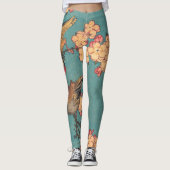 Leggings Oiseaux Fleurs Hokusai Art Japonais (Devant)