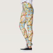 Leggings Oiseaux mignons et heureux parmi les fleurs du pri (Gauche)