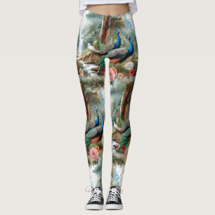 Leggings Oiseaux paons en forêt