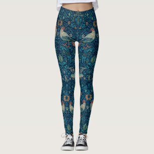 Leggings "Oiseaux" par William Morris Motif bleu