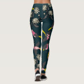 Leggings Oiseaux roses et légendes de fleurs (Dos)