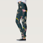 Leggings Oiseaux roses et légendes de fleurs (Gauche)