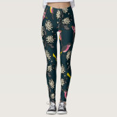 Leggings Oiseaux roses et légendes de fleurs (Devant)