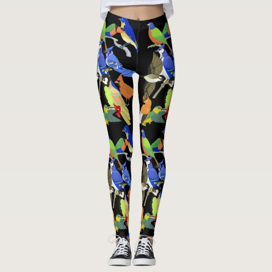 Leggings Oiseaux sauvages tropicaux colorés (Devant)