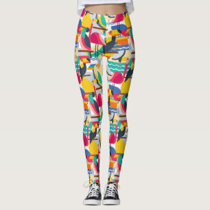 Leggings Oiseaux tropicaux géométriques