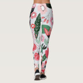 Leggings Oiseaux tropicaux, motif de gribouillis à fleurs. (Dos)