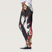 Leggings Oiseaux volants : Heron de grue japonais. (Gauche)