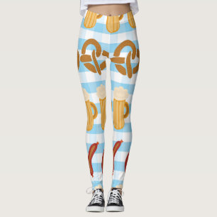 Leggings Oktoberfest : bière, bretzel, motif de saucisses