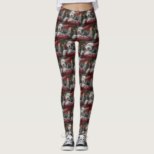Leggings Old English Sheepdog Festive de Noël