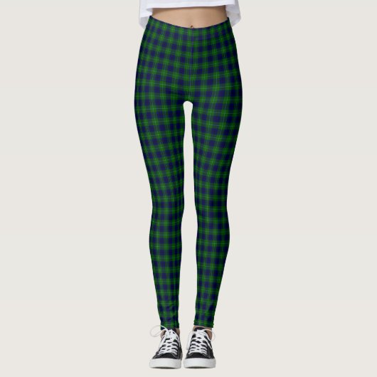 Leggings Oliphant tartan bleu vert plaid (Devant)