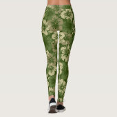 Leggings Olive florale tropicale hawaïenne de ketmie épique (Dos)
