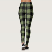 Leggings Olive Green Black Buffalo Check Plaid Motif (Dos)