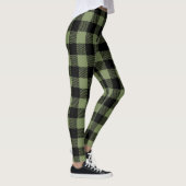 Leggings Olive Green Black Buffalo Check Plaid Motif (Droite)