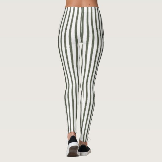 Leggings Olive Green Cream Stripes  (Dos)
