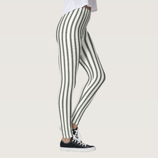 Leggings Olive Green Cream Stripes  (Droite)
