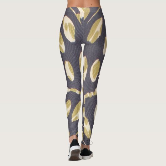 Leggings Olive Green Polka Point Radial Motif Art Imprimer (Dos)