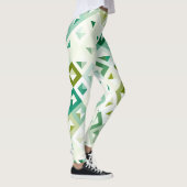 Leggings Olive Green Turquoise bleu ivoire Mosaic Art Motif (Droite)