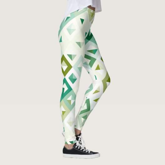 Leggings Olive Green Turquoise bleu ivoire Mosaic Art Motif (Droite)