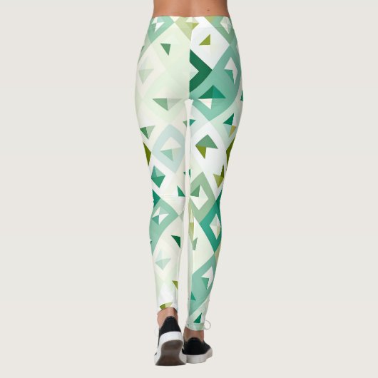 Leggings Olive Green Turquoise bleu ivoire Mosaic Art Motif (Dos)
