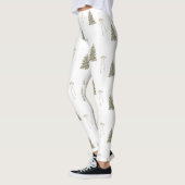 Leggings Olive vert de Noël Arbres et vaches (Gauche)