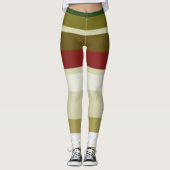 Leggings Olive, vert et rouge Rayures (Devant)