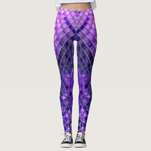 Leggings Ombre bleu et pourpre de motif abstrait (Devant)