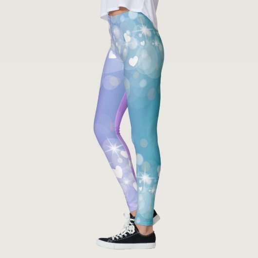 Leggings Ombre Bleu Et Violet Avec Coeurs (Gauche)