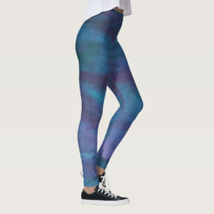 Leggings Ombre bleue Abstraite Turquoise Turquoise violet