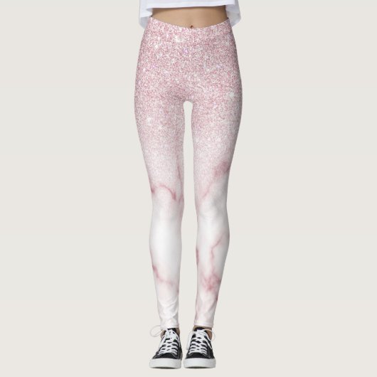 Leggings Ombre de marbre de marbre rose rose brillant (Devant)