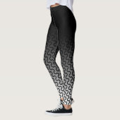 Leggings Ombre et motif 2 de vagues de noir et de blanc (Gauche)