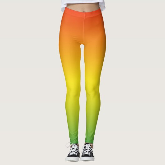 Leggings Ombre moderne orange jaune vert (Devant)